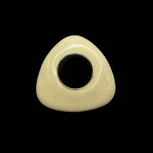 VINTAGE Cream & Black Enamel Triangle Button Cover